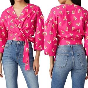 Color Me Courtney Watermelon Print Emily Wrap Top XS